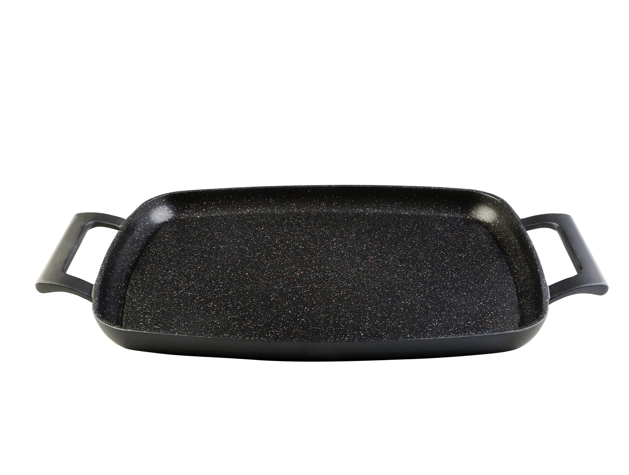 WECOOK! Vitae Bandeja Asadora Inducción, Plancha de Asar 47 X 30cm, Aluminio Fundido, Antiadherente Titanio QUANTANIUM Ecológico sin PFOA, 5mm Espesor, Asas de Silicona, Vitrocerámica, Gas, Horno | Antiadherente titanio QuanTanium sin PFOA, 5 mm de espeso