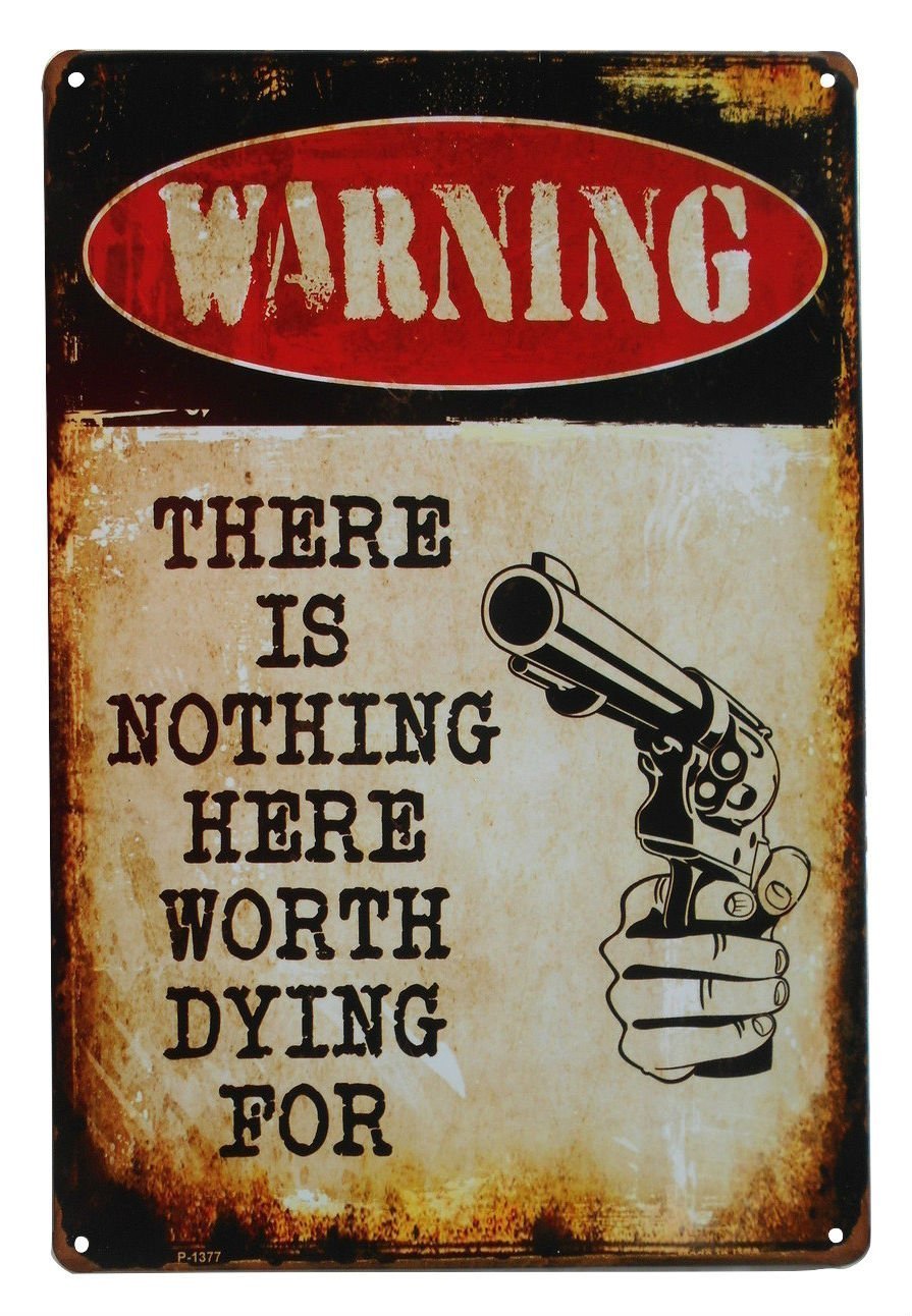 Warning There Is Nothing Here Worth Dying For Funny Tin Sign Vintage Plaque Bar Pub Garage Home Art Wall Decor Poster 8x12 Inch