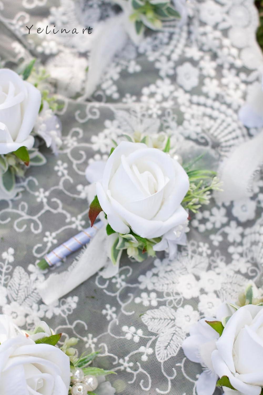 Men Boutonniere for Wedding Set Groom Groomsmen Artificial Rose Flowers Boutonniere for Wedding Prom Homecoming