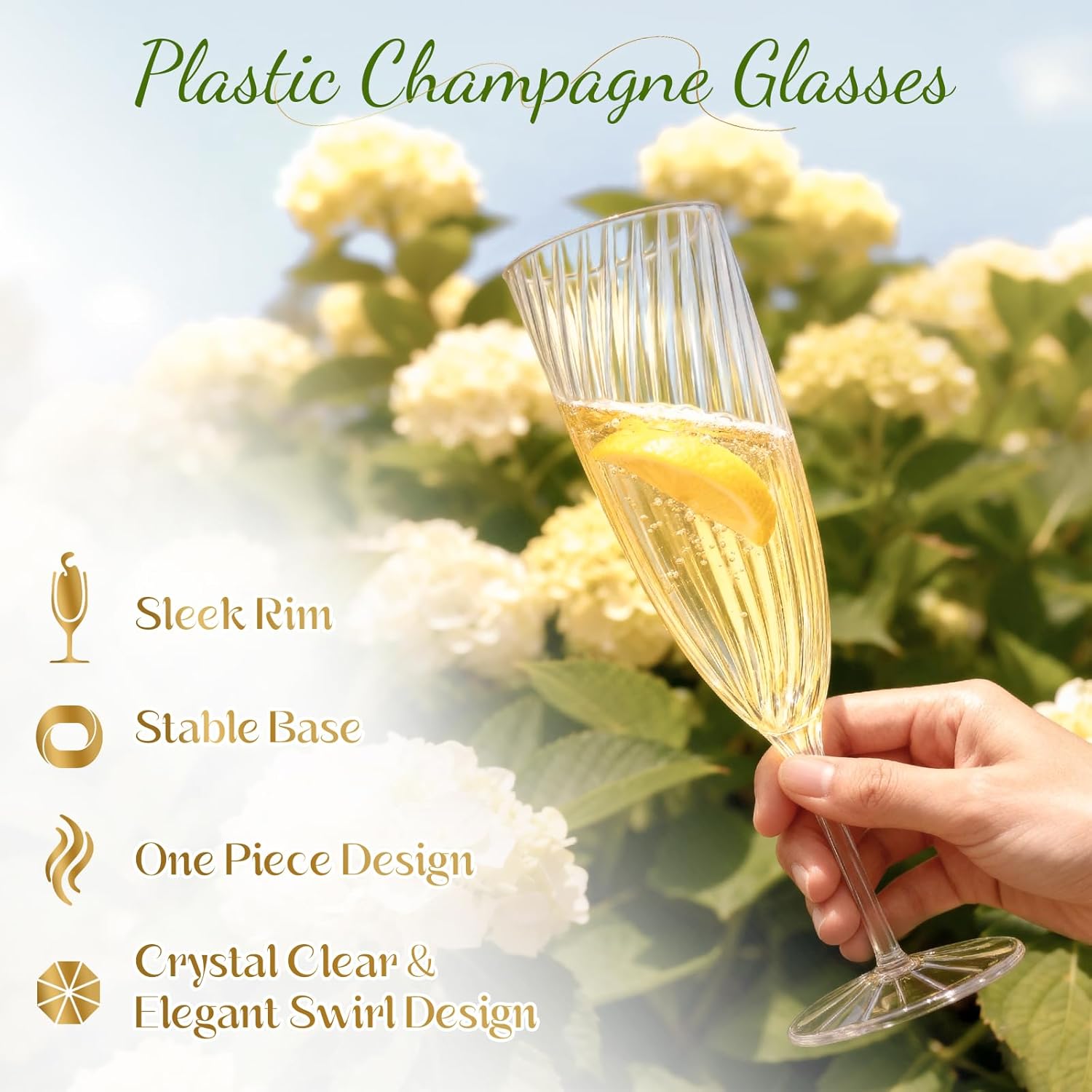 48 PCS Plastic Champagne Flutes Disposable, 6 Oz Clear Plastic Champagne Glasses Reusable Wine Cocktail Cups for Weddings Parties Drinking Toasting Home Daily Life (Clear) - Image 3