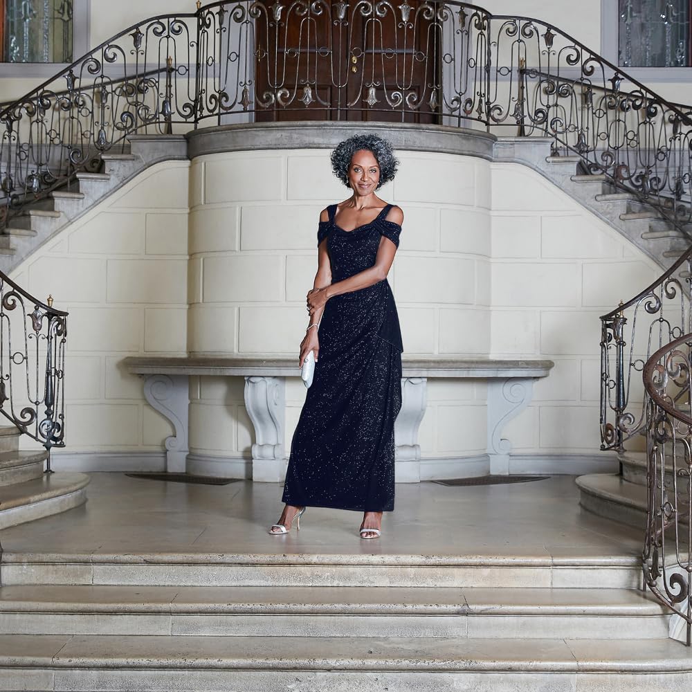 Alex Evenings Women's Long Cold Shoulder Dress, Mother of The Bride - Image 3