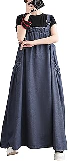 [ＭｅｎｇＦａｎ] サロペット スカート レディース デニム ロング ワンピース オーバーオール ゆったり ジャンパー スカート ふんわり ワンピース オールインワン マキシ ワンピース 大きいサイズ