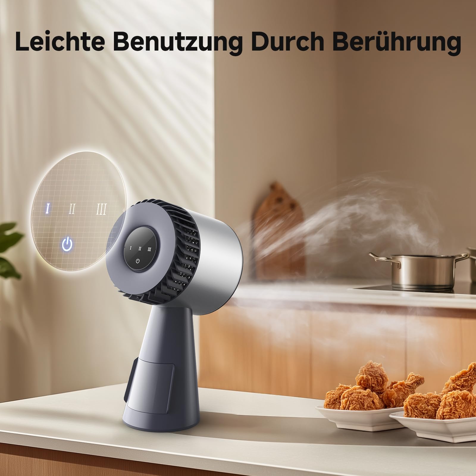 AAOBOSI Mini Dunstabzugshaube, Tragbare Abzugshaube mit Austauschbarem Filter, 3 Geschwindigkeiten, für BBQ, Kochen, Hot Pot, Camping, Wohnmobil, Küche