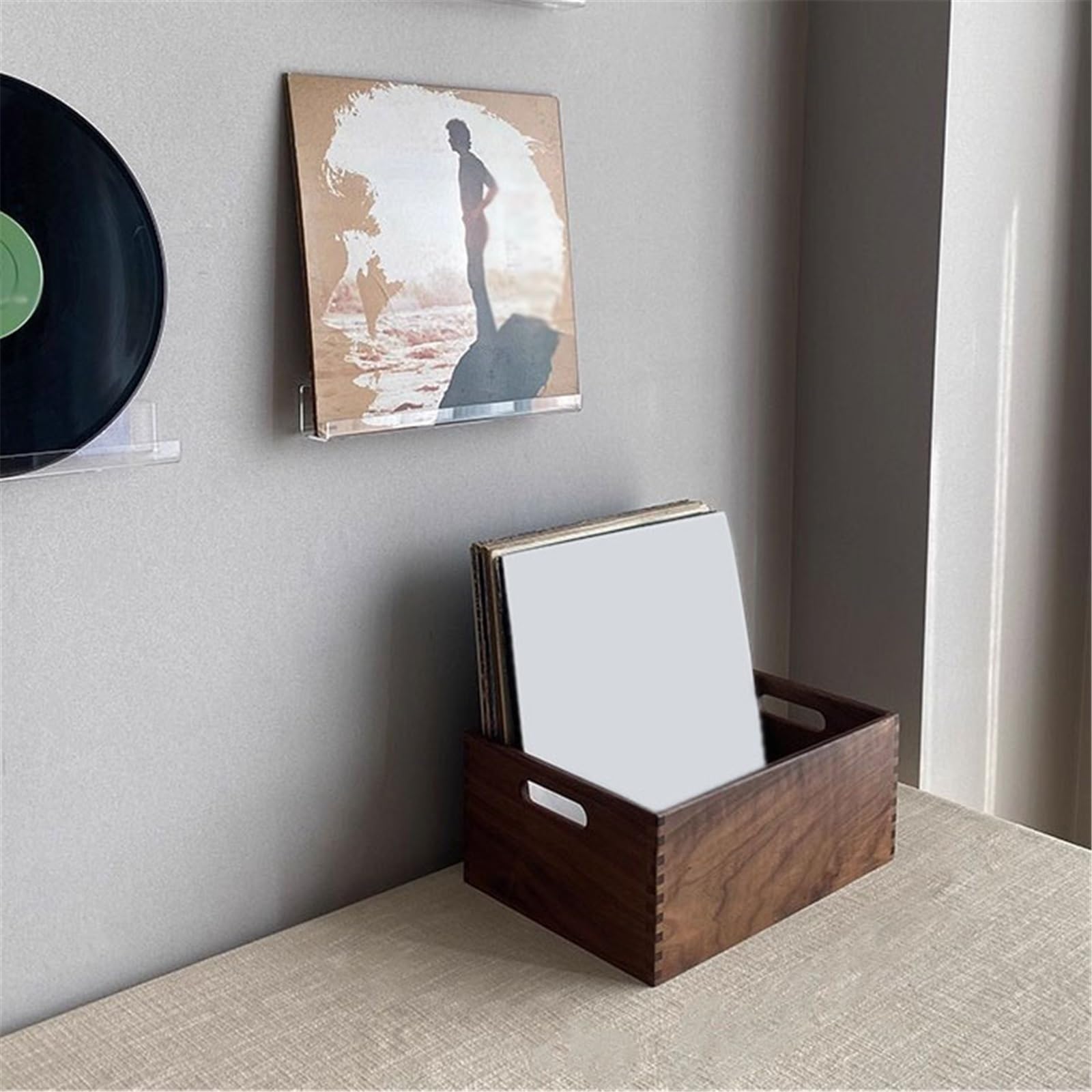 Ufficio Home Custodia for dischi in vinile in legno Minimalismo retrò Scaffale porta dischi