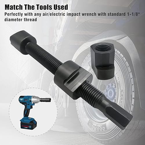 Miniatura 5 de Juego de herramientas separadoras de doble rueda con 11 hilos, kit de extracción de cubo de rueda empujador de una sola pieza compatible con la