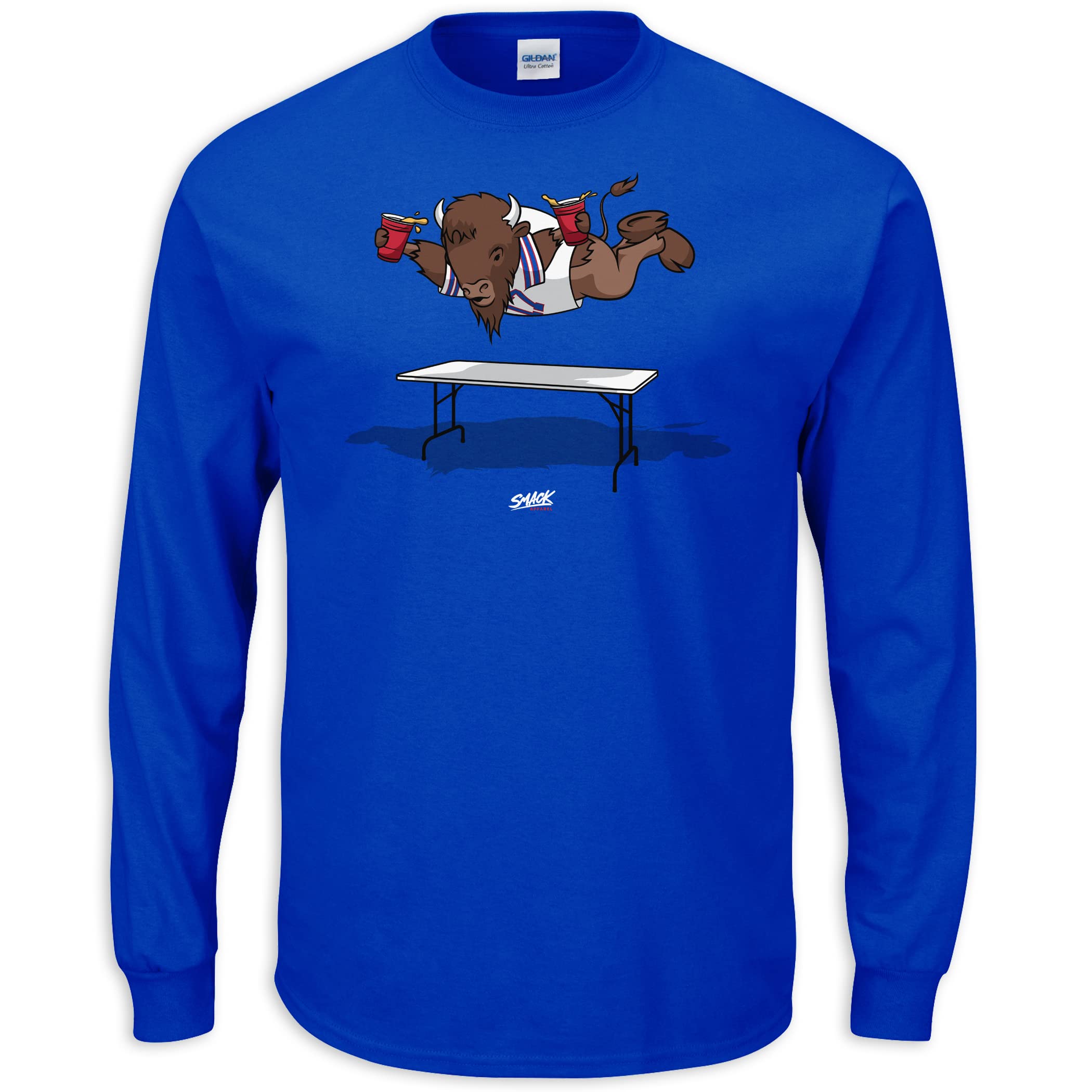 Smack ApparelBuffalo Football Fans. Smash Tables Royal T-Shirt (Sm-5X)