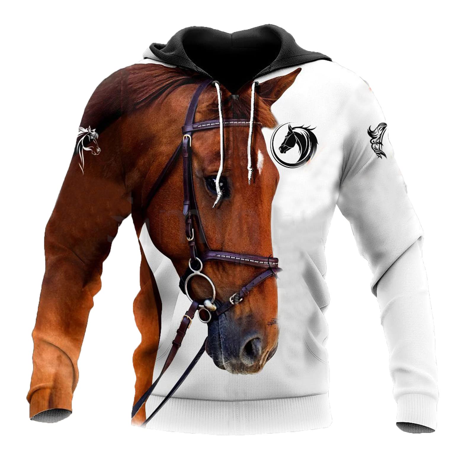 Uioklmjh Men's Hoodie 3D Love Horse Printed S Unisex Casual Sweatshirt Pullover Tracksuits Outwear Jacket Fashion Coat