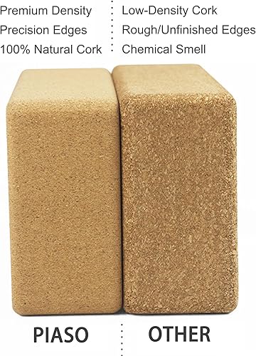 Miniatura 4 de Bloques de corcho para yoga, paquete de 2 unidades para pilates, bloques antideslizantes y de alta densidad para meditación, fitness y estiramiento,