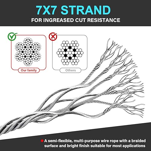 Miniatura 4 de Paquete de 2 cables de seguridad para exteriores y viajes con bucles, cable de seguridad trenzado de 3.3 pies x 18 pulgadas (3.3 ft x 0.118 in),