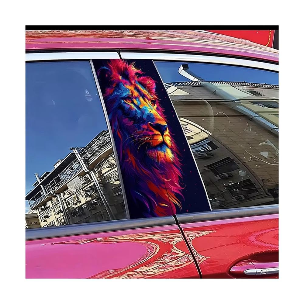 Bertdcx One Color Car Adhesive Waterproof Vinyl B Post Protective Lion Stickers Auto Parts