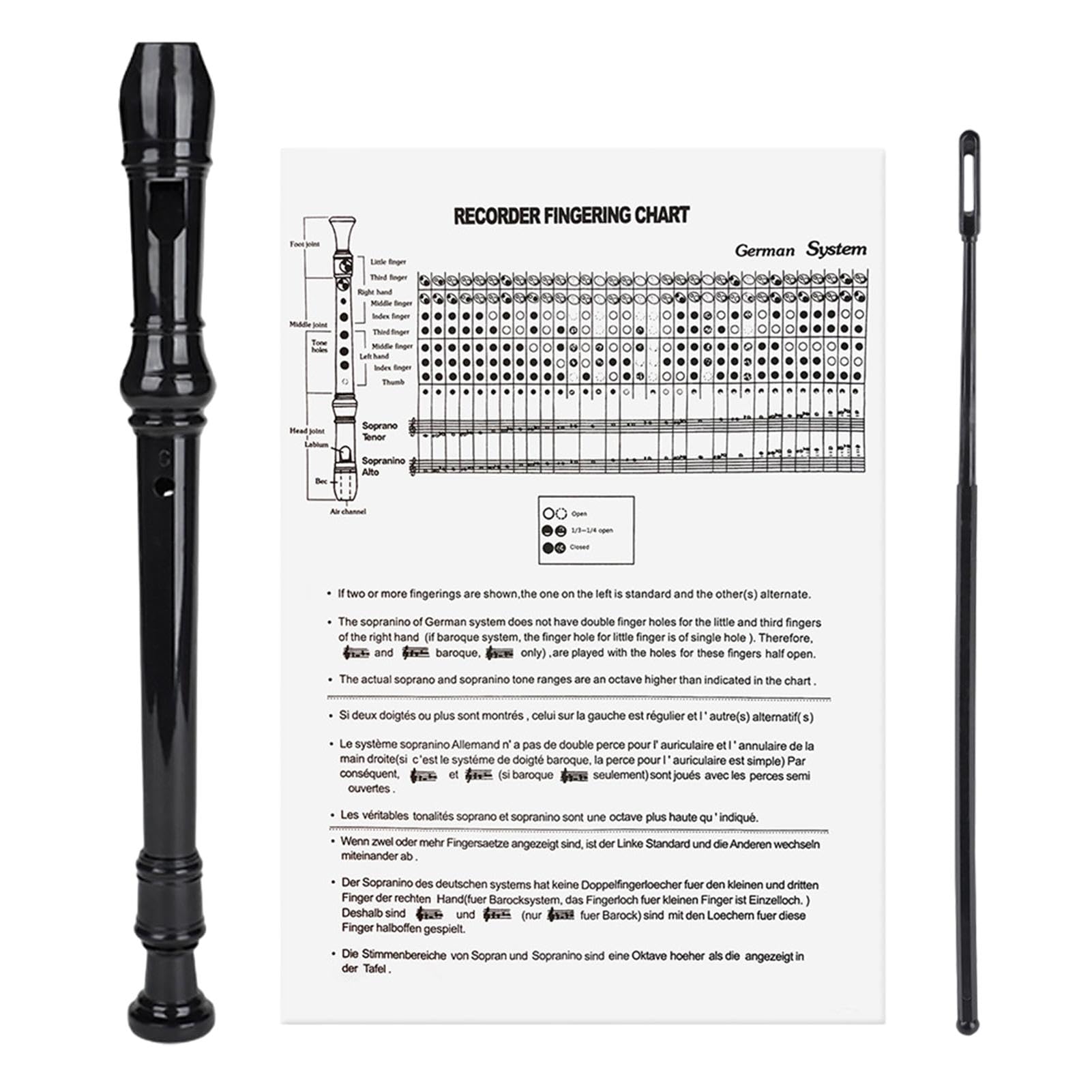 Flauto dolce soprano per bambini, strumento per principianti | Flauto dolce per principianti in chiave Sol con 8 fori | Strumento clarinetto leggero e resistente all'umidità, registratore portatile pe