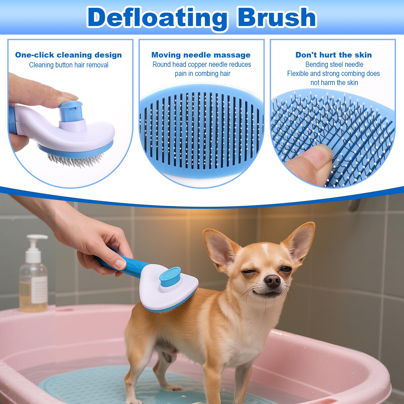 XANGNIER Dog Bath Brush Scrubber Kit,Pet Shower Washing Brush Bathing Supplies Set-With Shampoo and Soap Dispenser,Finger Toothbrush,Silicone Grooming Scrub Tool for Cat Dog Puppy Long Short Hair - image 7