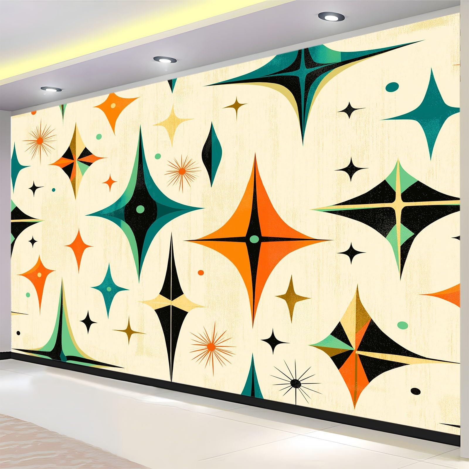 Kreatywna geometryczna panoramiczna tapeta gwiazdkowa 350 x 256 cm (dł. x wys.) plakat gigantyczny plakat tapeta z włókniny ścienna do salonu sypialni Sofa TV tło dekoracje ścienne, sztuka vintage
