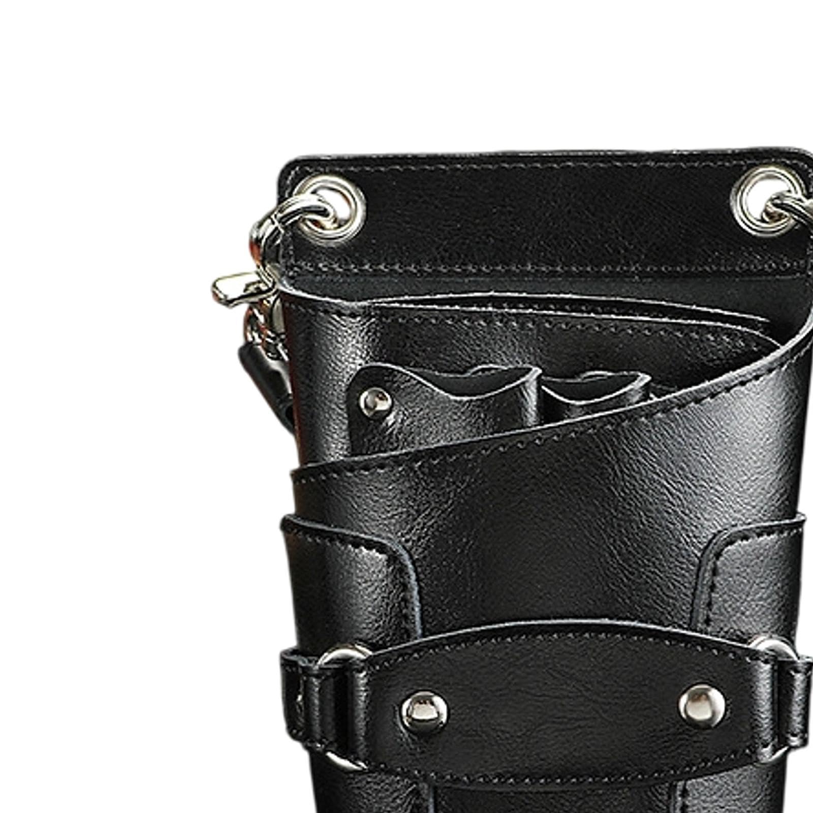 Custodia Porta Attrezzi Parrucchiere Borsa Multi Tasche Spalla Regolabile PU Morbida Porta Forbici Pettini Spazzole Clip Adatta per Saloni, Nero