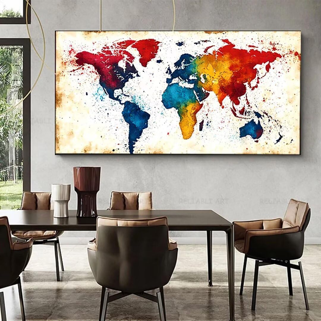 DIY Malowanie po numerach, dla dorosłych, początkujących, mapa olejna, zestaw do malowania po numerach, dla dzieci i dorosłych, akrylowy pigment, rysowanie, malowanie według numerów, mapa świata, 50 x