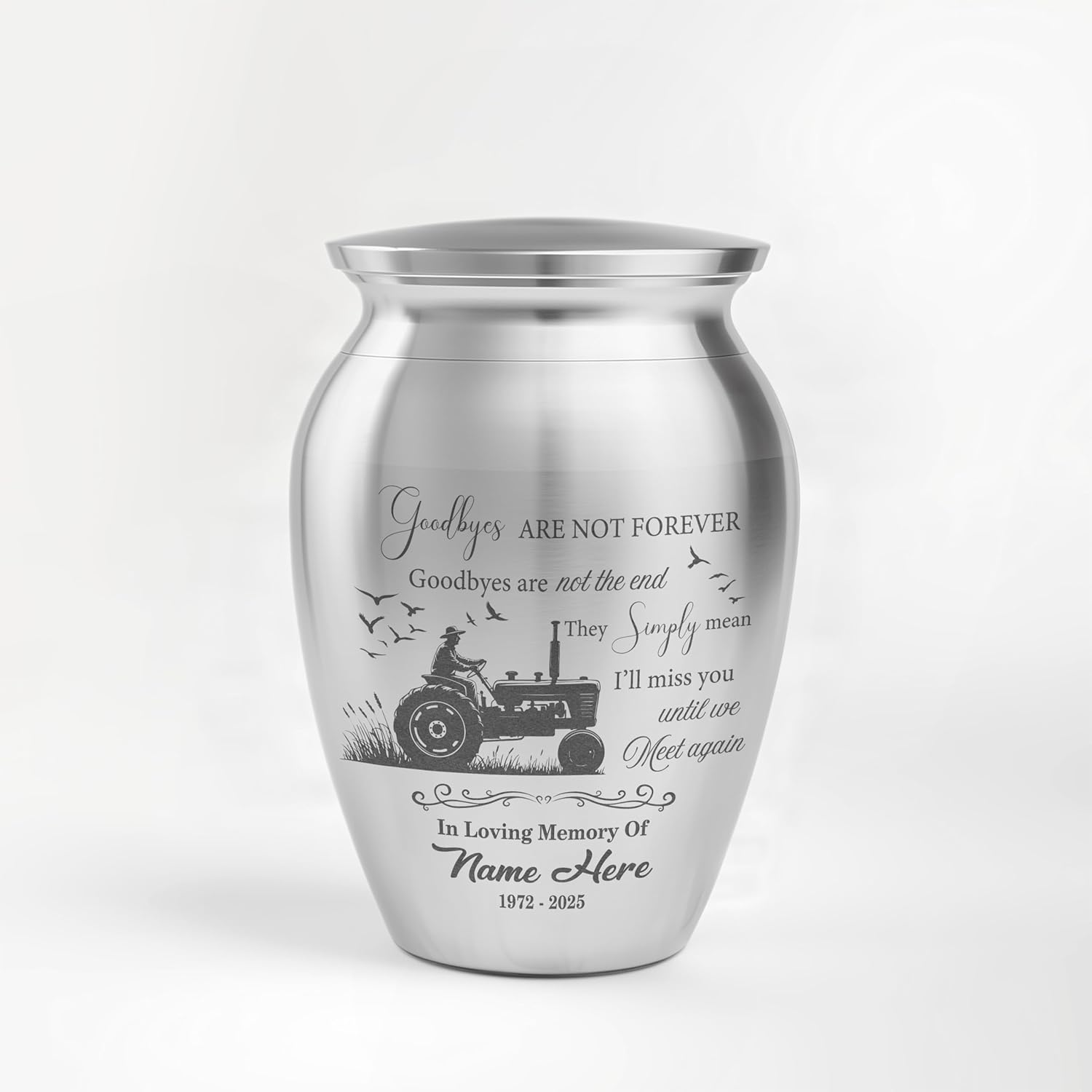 Artsy Woodsy Personalized Mini Urns for Human Ashes, Urn Cremation Stainless Steel Decorative Keepsake Urns for Ashes, Farmer Memorial Ash Holder for Loss of Loved One (13, 2.56x1.77, Farmer)