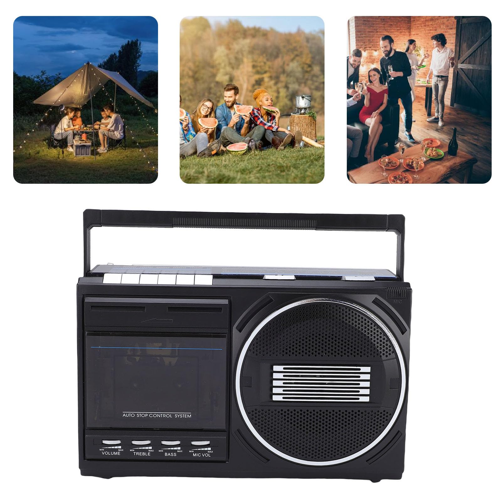 Annadue Magnetofon Kasetowy z Bluetooth, Boomboxy Stereo z Radiem AM FM SW, Konwersja Taśmy USB, Wbudowany Mikrofon, do Odtwarzania nagrań Muzycznych w Domu (Wtyczka UE 220 V)