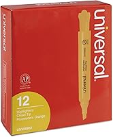 Vista 4 de Universal 08863 - Resaltador de escritorio, punta de cincel, naranja fluorescente, docena