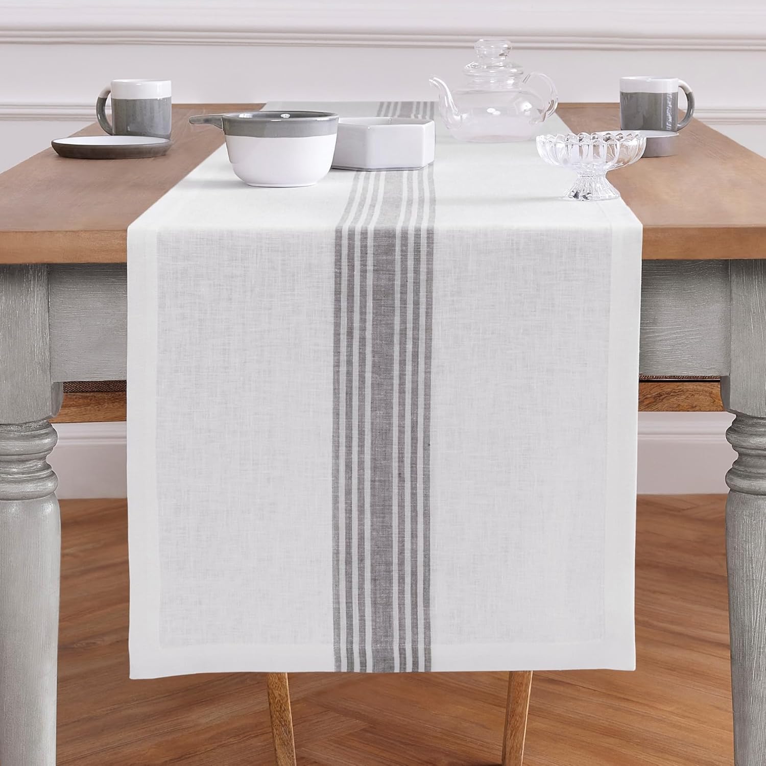 Solino Home Stripe Linen Table Runner 90 inches Long 100
