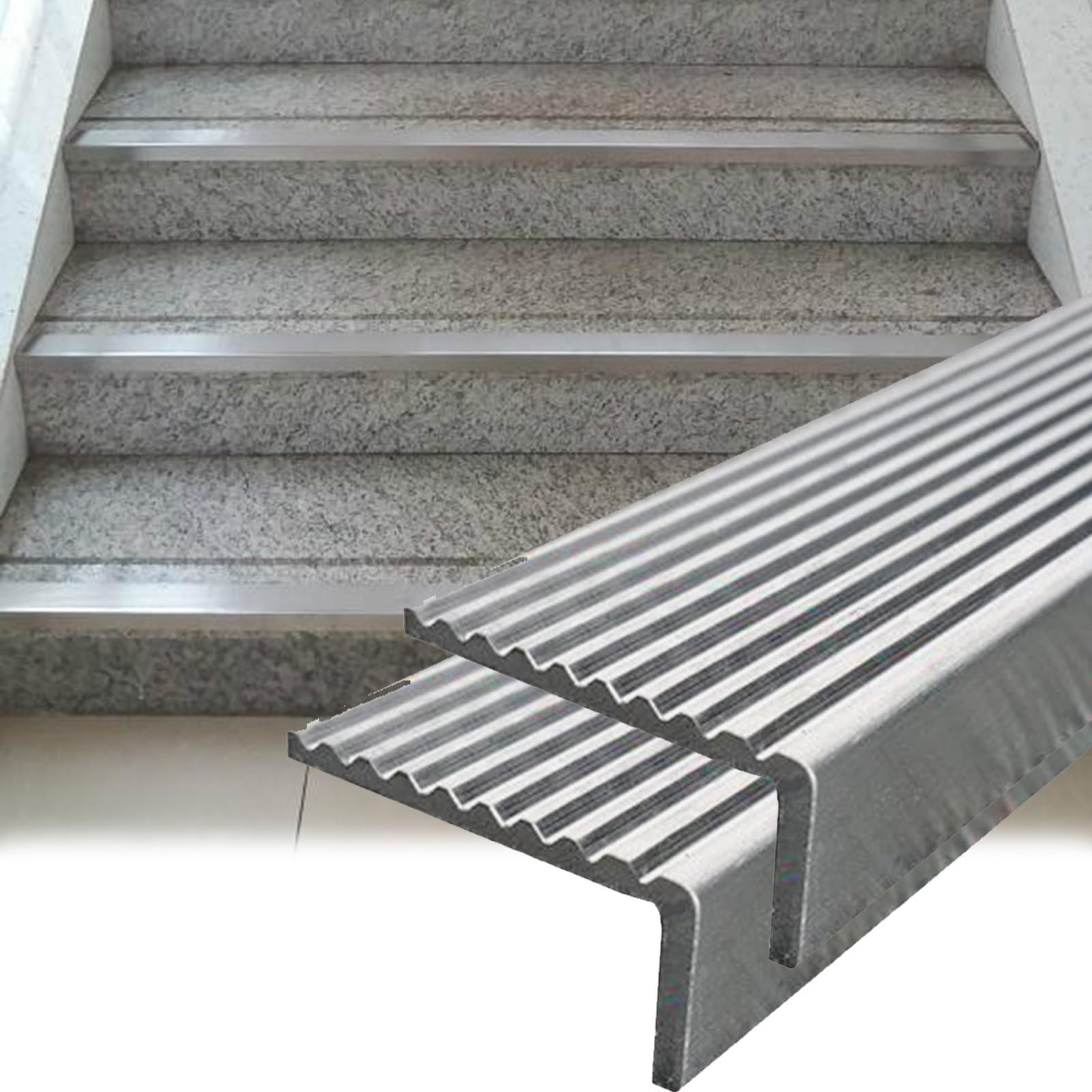 Profilo per Bordi Scala Profilo Per Gradini In Acciaio Inox, 30, 40, 50, 60, 70, 80, 90, 100 Mm Di Larghezza, Profilo Per Gradini, Profilo Per Pavimentazione(L 1.3m,WxH 40x20mm)