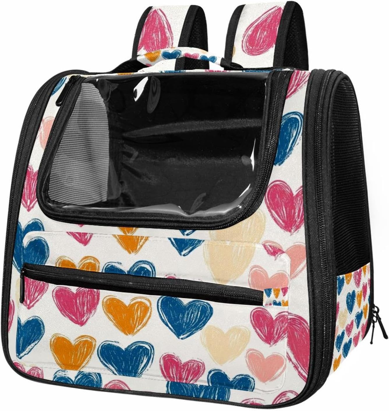 Portable Travel pet Backpack Carrier Hamster Bag Small Dog cat Carrier Breathable Hang Bag, Hearts
