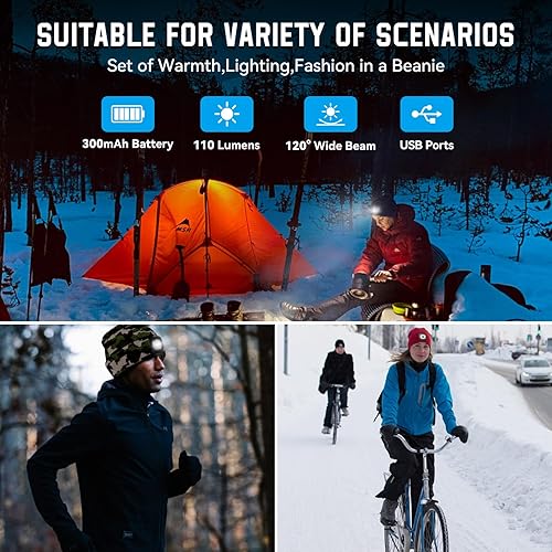 Vista 3 de Regalos para el día de San Valentín para él, gorros con luz, linterna LED recargable por USB, regalos de cumpleaños para hombres, mujeres