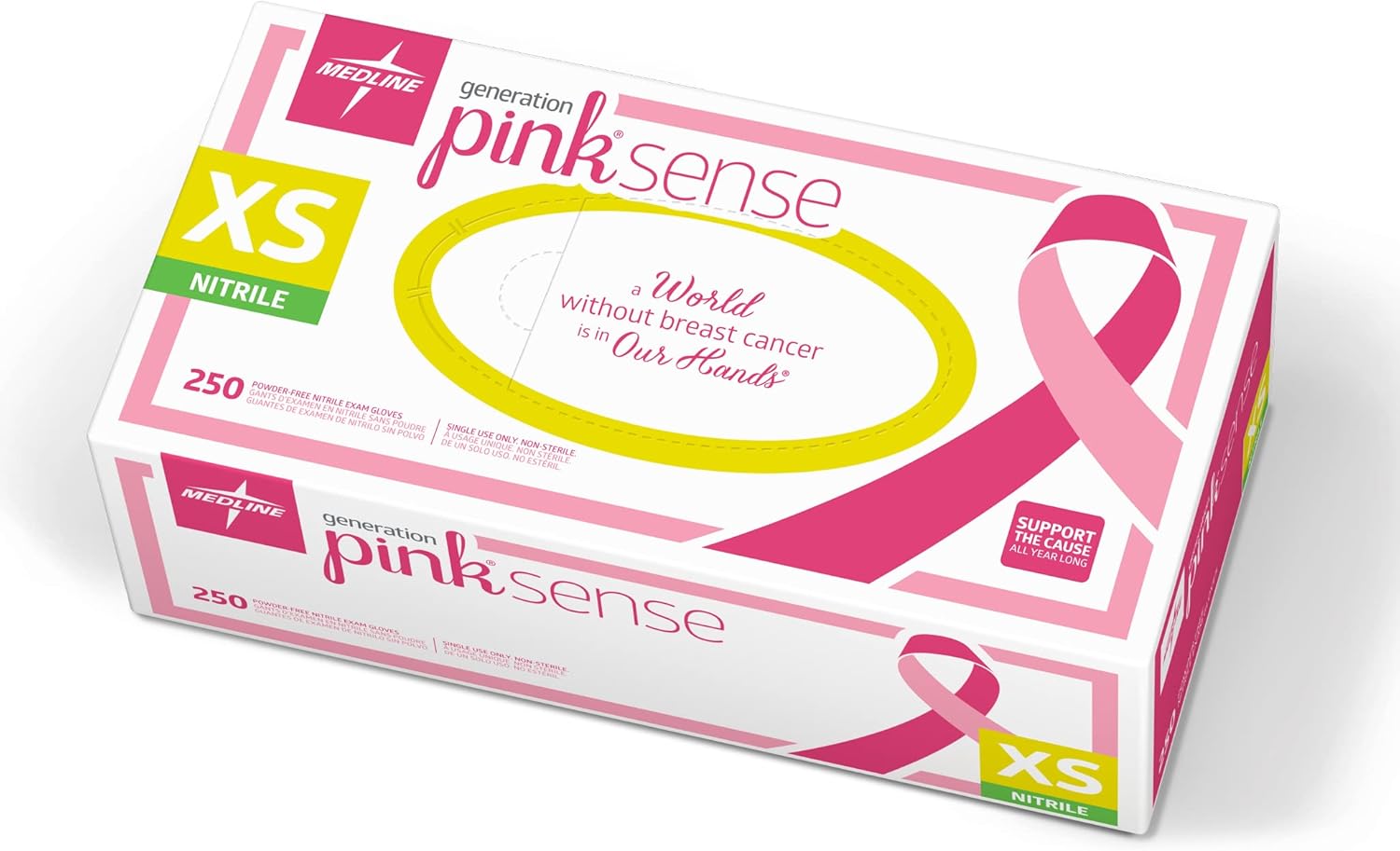 Medline Generation Pink Sense Nitrile Exam Gloves