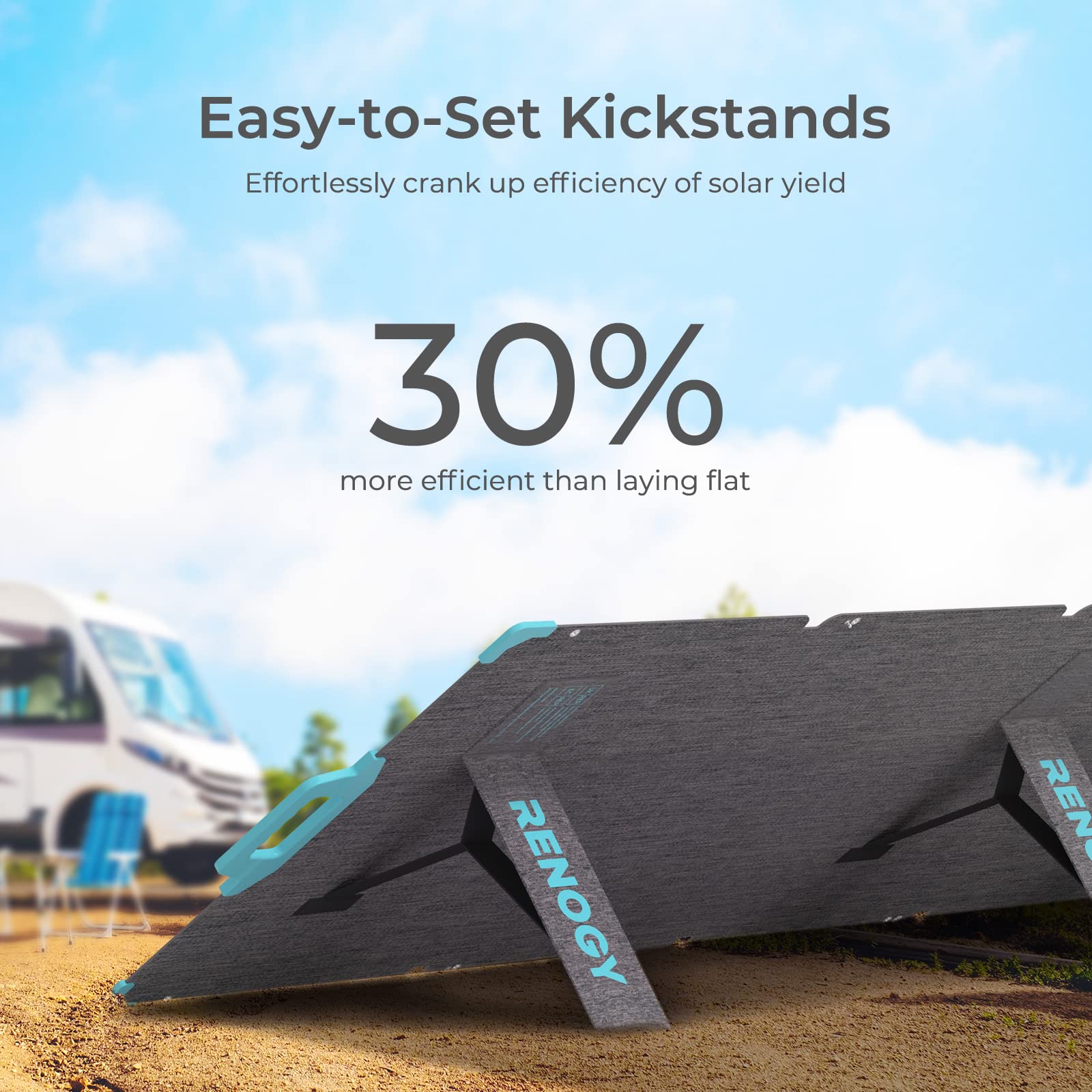 Renogy Panel solar portátil de 220 vatios para central eléctrica, panel solar plegable de 12 V para camping RV de 22% de eficiencia, módulo solar mono, con laminación IP67 ETFE, soporte ajustable para