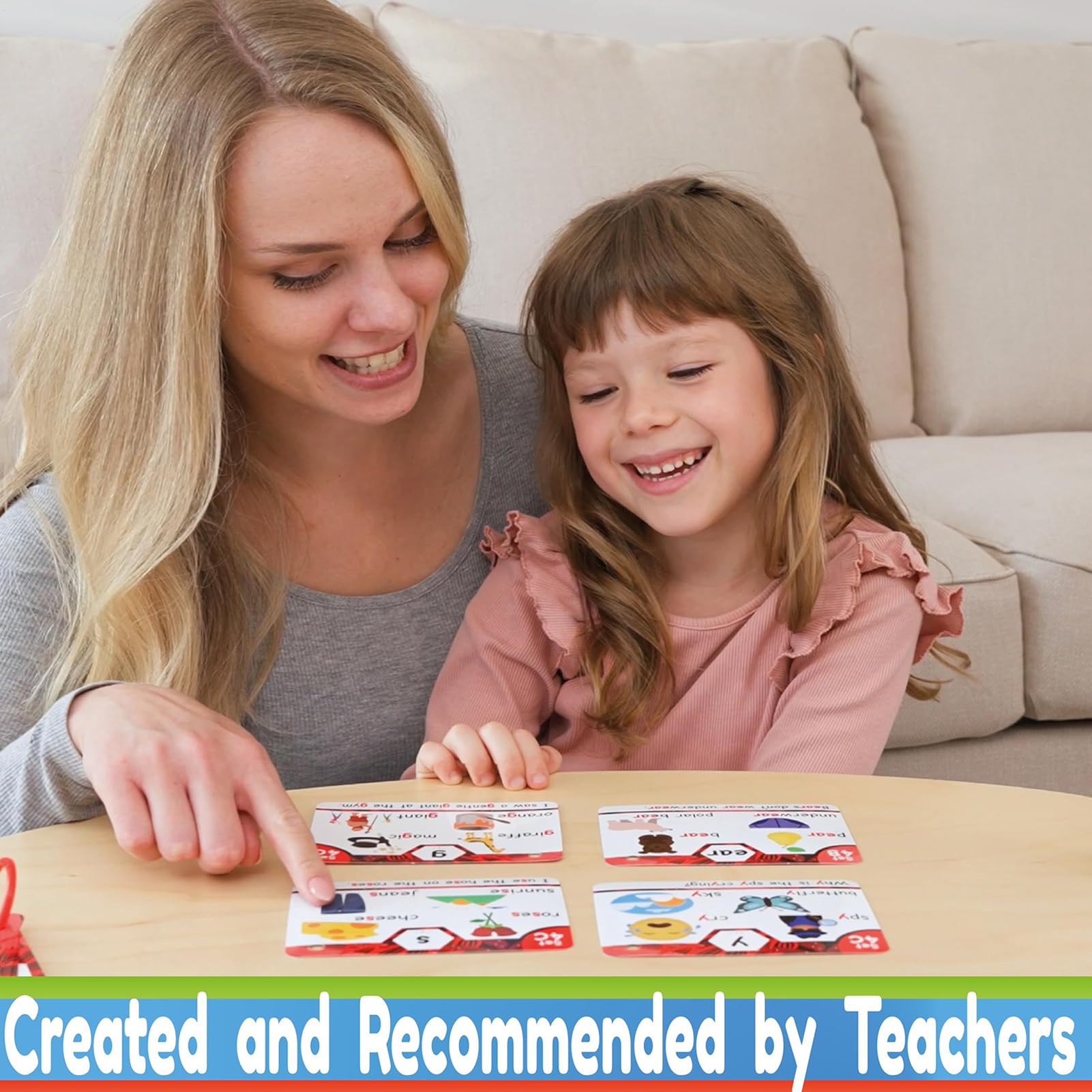 Phonics Set gioco di carte per l'apprendimento 'inglese | gioco e divertimento per bambini e adulti | Impara a leggere fonemi e parole | Connessioni consonanti CVC per consonanti a lunga vocale, 1