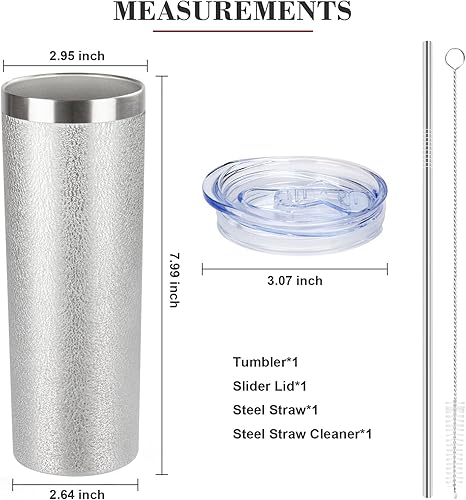 Miniatura 5 de Vaso delgado de 20 onzas con tapa y popote, vaso de acero inoxidable aislado al vacío de doble pared, taza de café de viaje, taza aislada para café,