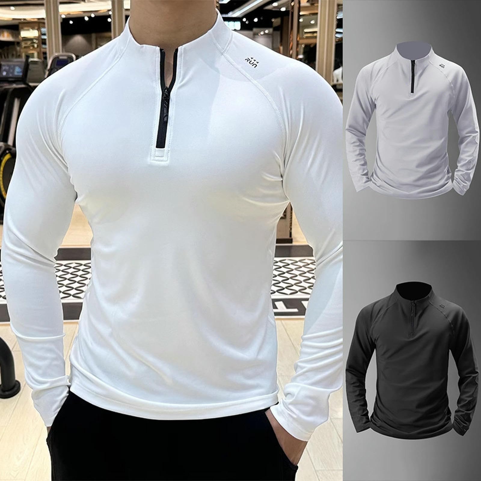 Męski T-shirt z długim rękawem, koszulki męskie z zamkiem błyskawicznym, koszulki sportowe na świeżym powietrzu