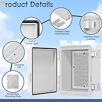 Vista 3 de Waterproof Outdoor Project ABS Plastic Junction Box IP67 Weatherproof Dustproof Enclosure with Hinged Cover, Mounting Plate,Wall Brackets for Power