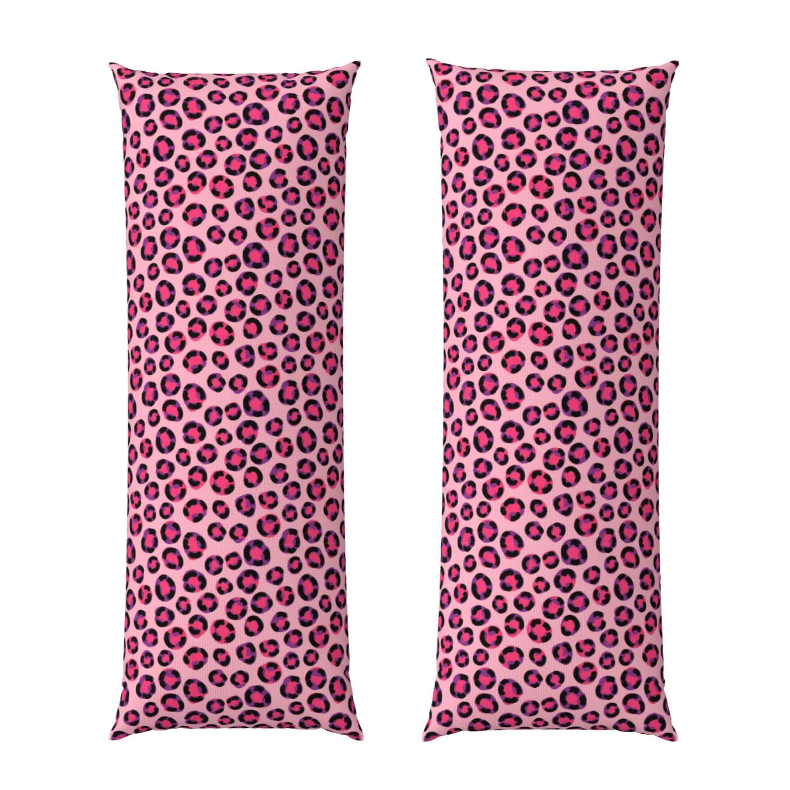 Long Pillowcase 20x54, Animal Skin Fur Camouflage Pink Leopard Print, Soft Velvet Pillow Cover with Hidden Zipper, Plush Cushion Protector for Bedroom Sofa Couch Sleeping