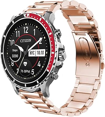 Compatible with Citizen CZ Bands, YOUkei Stainless Steel Metal Replacement Straps Compatible for Citizen CZ Smartwatch Rose Gold