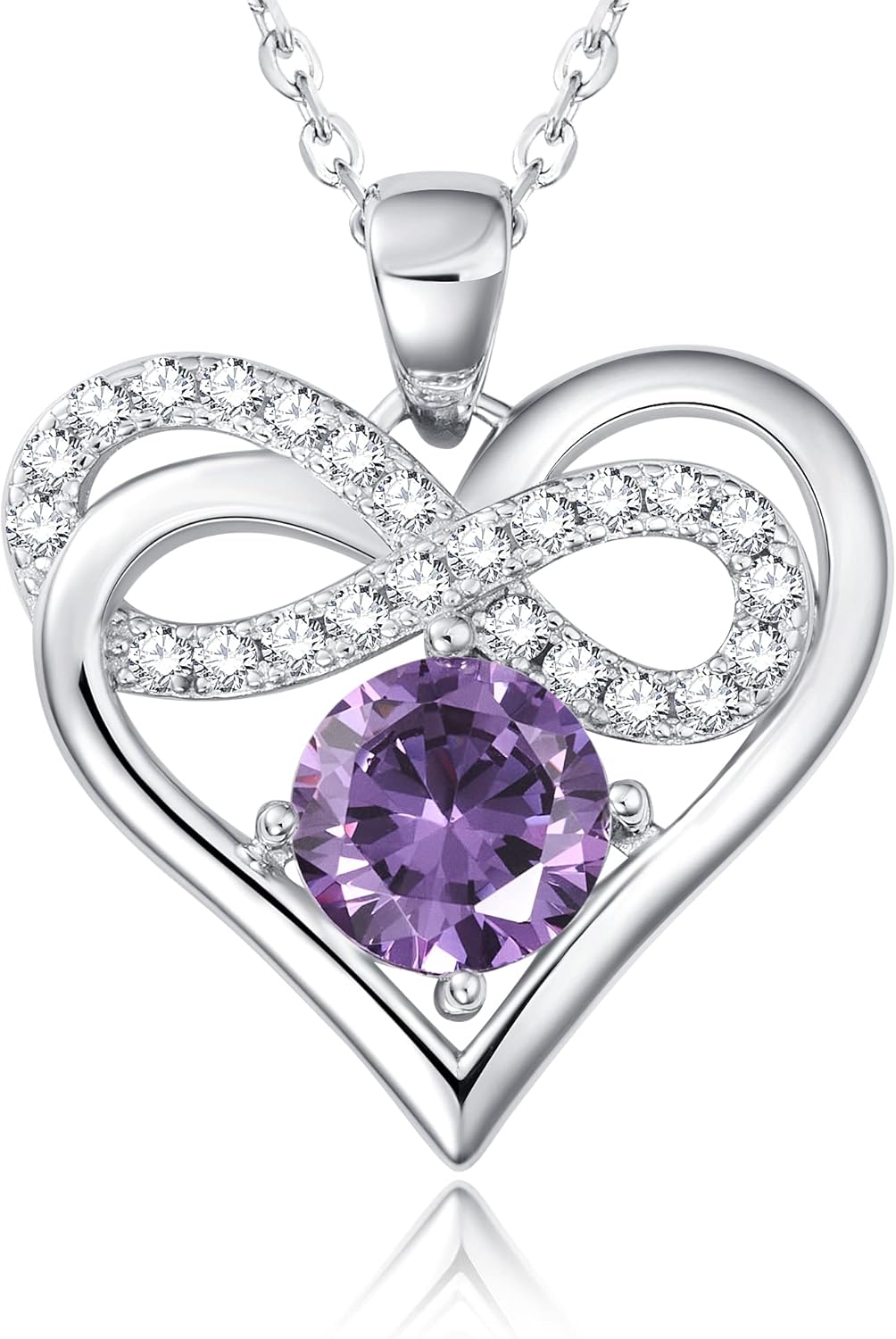 Birthstone Infinity Heart Pendant Necklace for Women - Sterling Silver Heart Pendant, Perfect Anniversary, Birthday, or 'I Love You' Gift for Wife or Girlfriend, Timeless Jewelry She’ll Adore