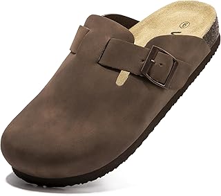 Suede Clogs Potato Shoes Cork Footbed Sandals Comfort Mules with Arch Support Slip On Slippers