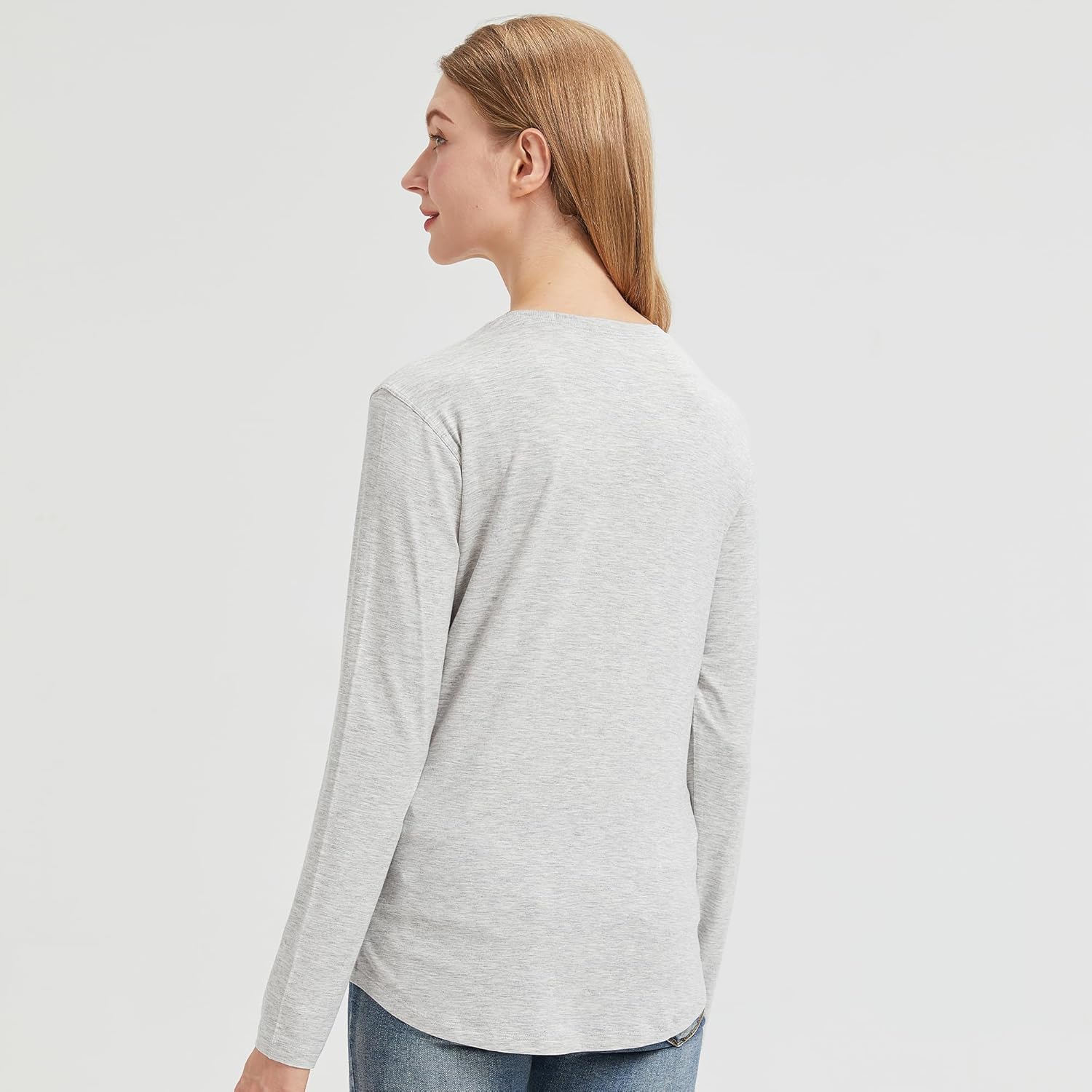 netdraw Women's Lightweight Bamboo Viscose T-Shirt Buttery Soft Curved Hem Long Sleeve Sleep Lounge Pajama Tops - Image 3