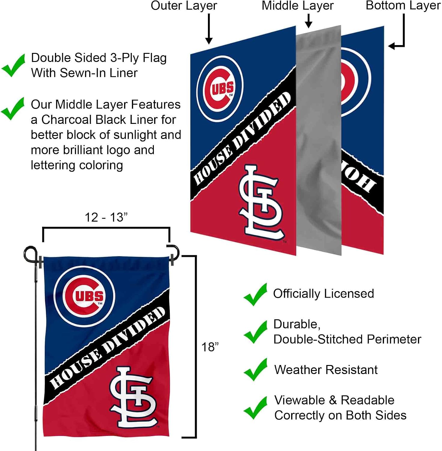 House Divided Cubs and Cardinals Double Sided Garden Flag