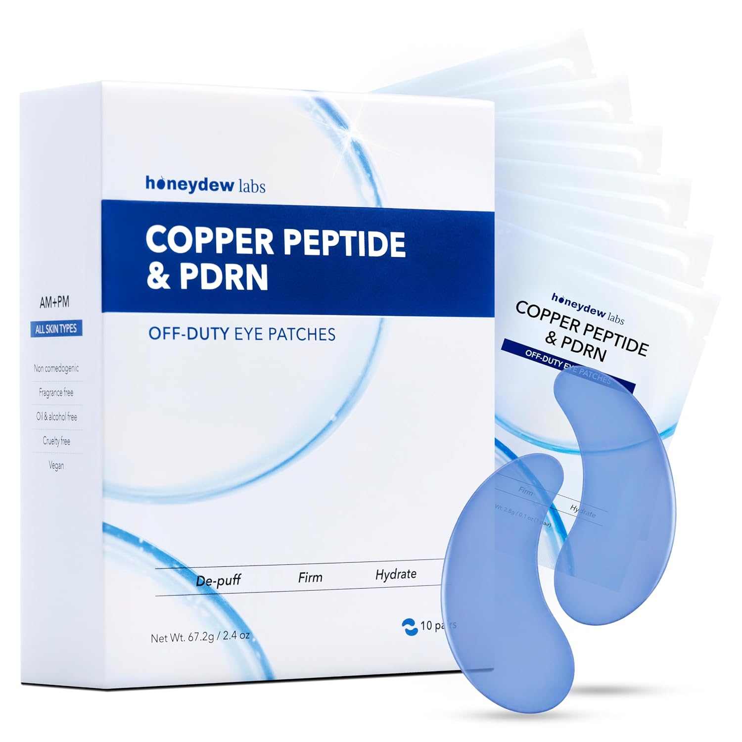 Under Eye Patches with GHK-Cu Copper Peptide, PDRN & Caffeine (10 Pairs)