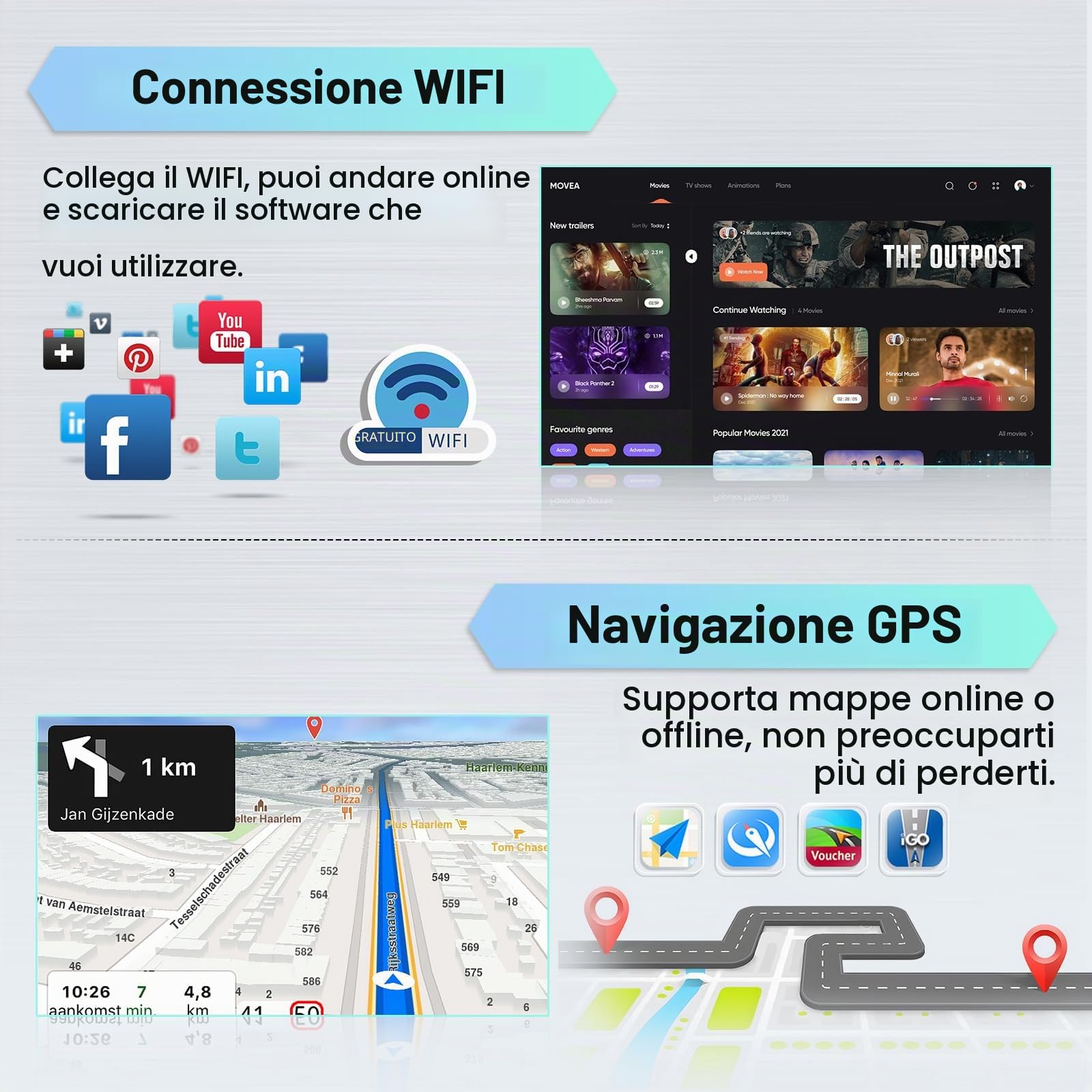 2+64G Autoradio per FIAT 500 2007-2015 con Wireless CarPlay Android Auto