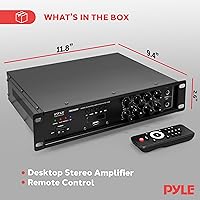 Vista 6 de Pyle Amplificador de mezcla PA Bluetooth - Amplificador de potencia estéreo de montaje en rack de audio para el hogar de 500 W, pantalla LED