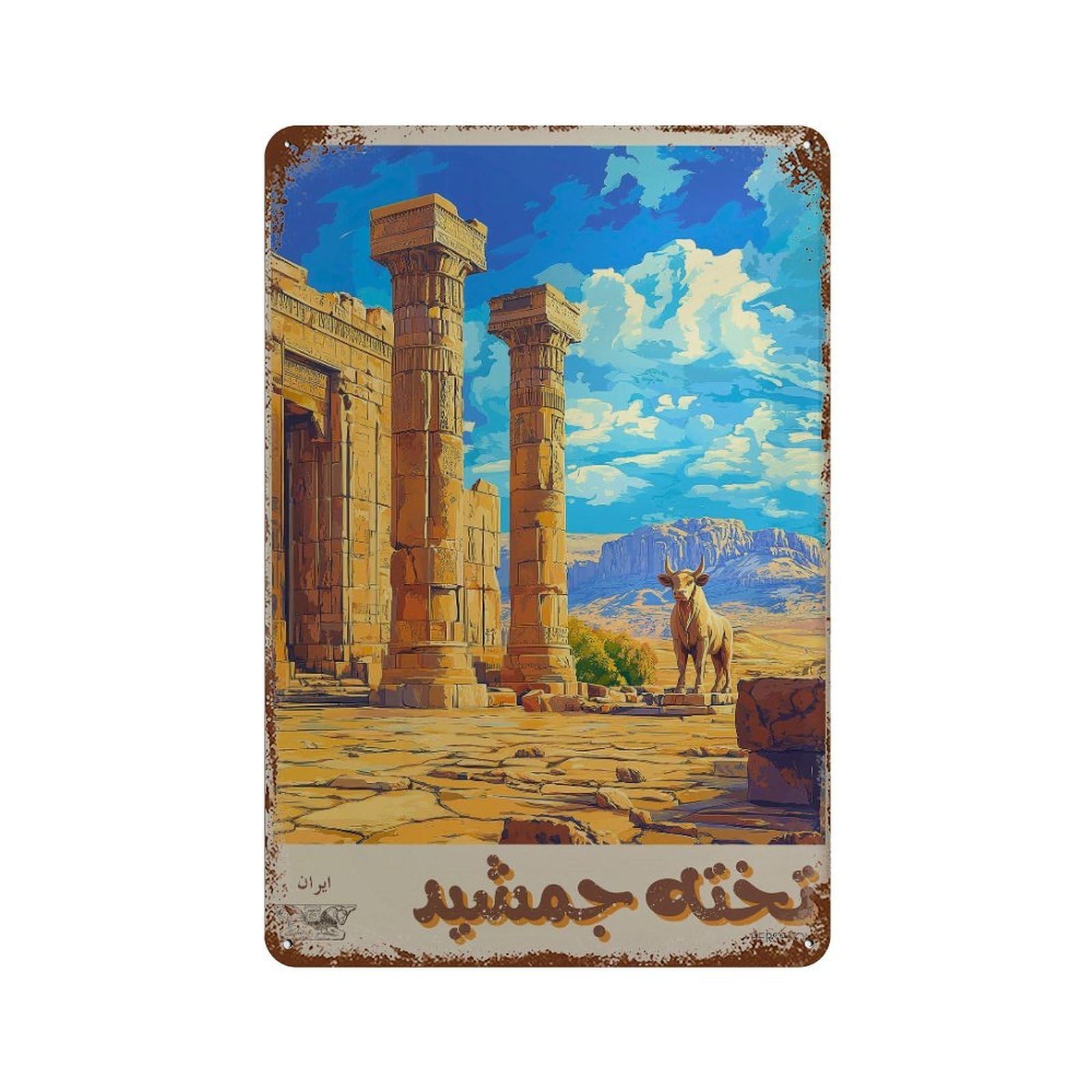 xiaoxiaoshen Persepolis Iran Travel Ancient Persia in Arabic Wall Decor Art Metal Tin Poster Modern Home Decor Art Home Bar Shop Decorations Vintage Sign 30x20cm