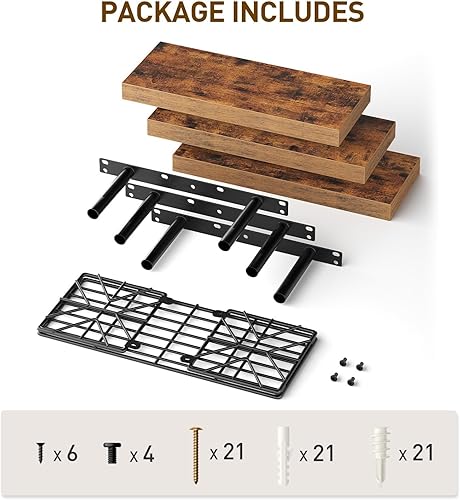 Miniatura 7 de Juego de 3 estantes de baño sobre el inodoro, estantes flotantes para almacenamiento de papel higiénico de pared, estante colgante de 1.5 pulgadas