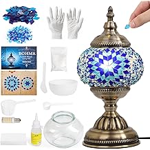 DIY Turkish Mosaic Lamp Kit, Stained Glass Table Lamp Making Kit- Easy and Fun, No Experience Needed, Mosaic Art &amp; Craft Project Kits for Adults &amp; Teens, Make Your Own Table Lamp,Blue