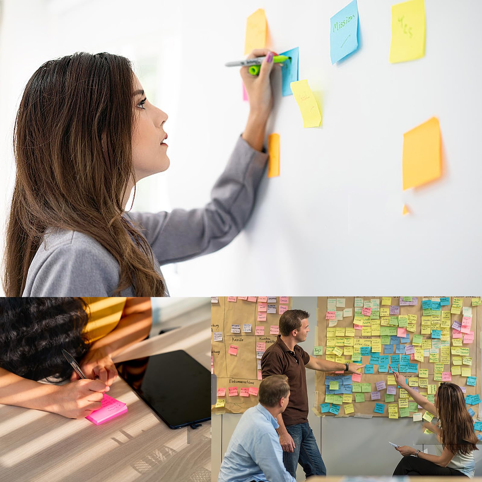 100 Blöcke Haftnotizen 76mmx76mm Bunte Sticky Notes 75 Blätter/Pad 20 Farben, Klebstoff Selbstklebende Mehrfarbige Memo-Notizpolster für Lehrer Schüler Schule Büro Sitzung leere Schreibtisch Pads