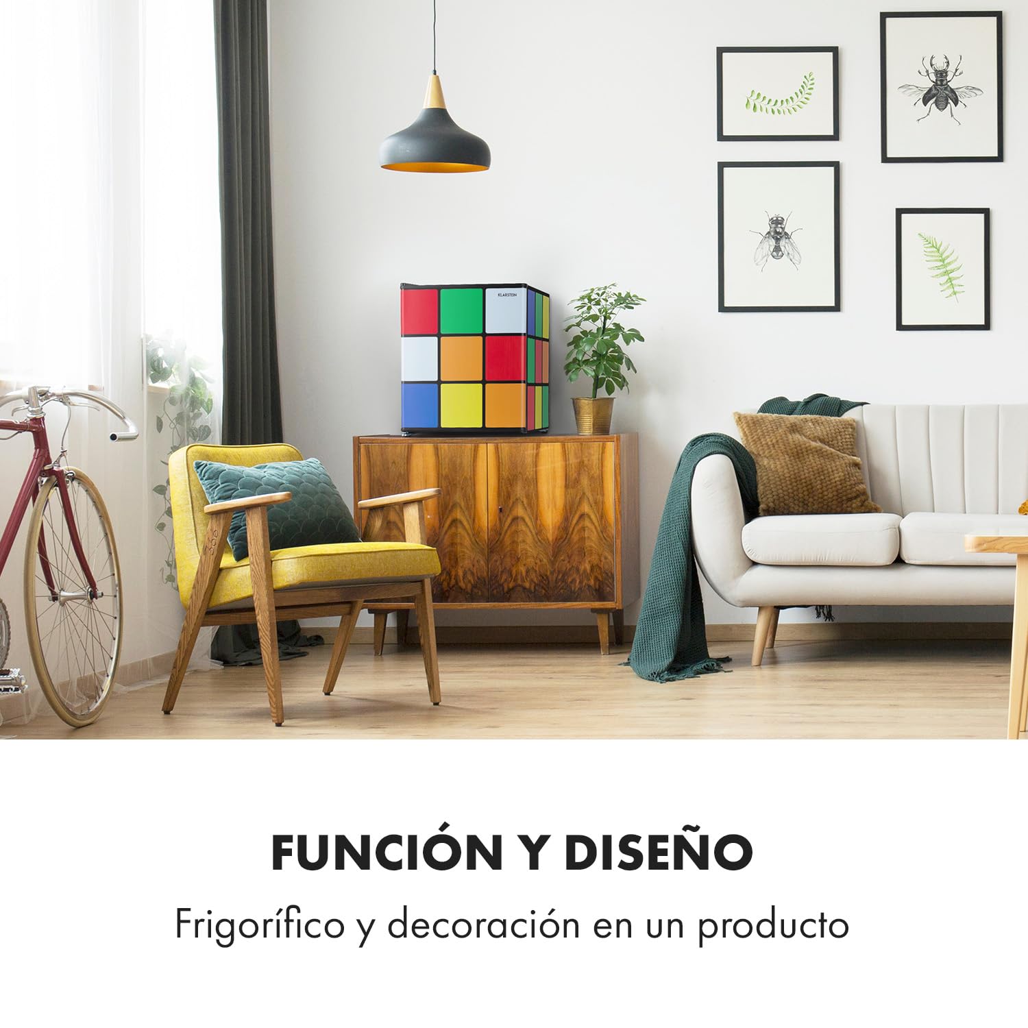 KLARSTEIN Solve - Mini nevera, minibar, sistema de refrigeración termoeléctrico, 48 litros de capacidad, mando giratorio mecánico, refrigeración: 0 a 10 °C, negro/color