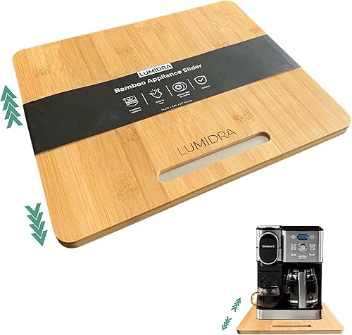 Miniatura 1 de Deslizador de electrodomésticos de bambú, bandeja deslizante para cafetera, bandeja rodante para encimera de cocina, bandeja deslizante para