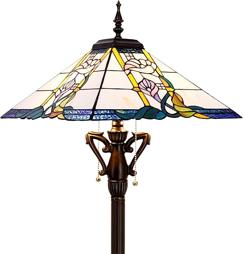 Vista 54 de Tiffany Lámpara de pie Tulipán Flor Misión Estilo Vidrieras Luz de lectura de pie 16X16X64 Pulgadas flor ((Tulip Flower)