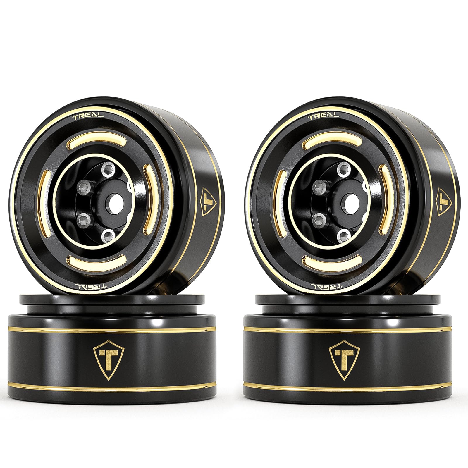 TREAL 1.0 Beadlock Wheels Brass Crawler Wheel Rims Weight (4P) Removable Hubs Upgrades for SCX24 AX24 FCX24 TRX4M 1/24 1/18 RC Crawler, 50g/pc (Type C)