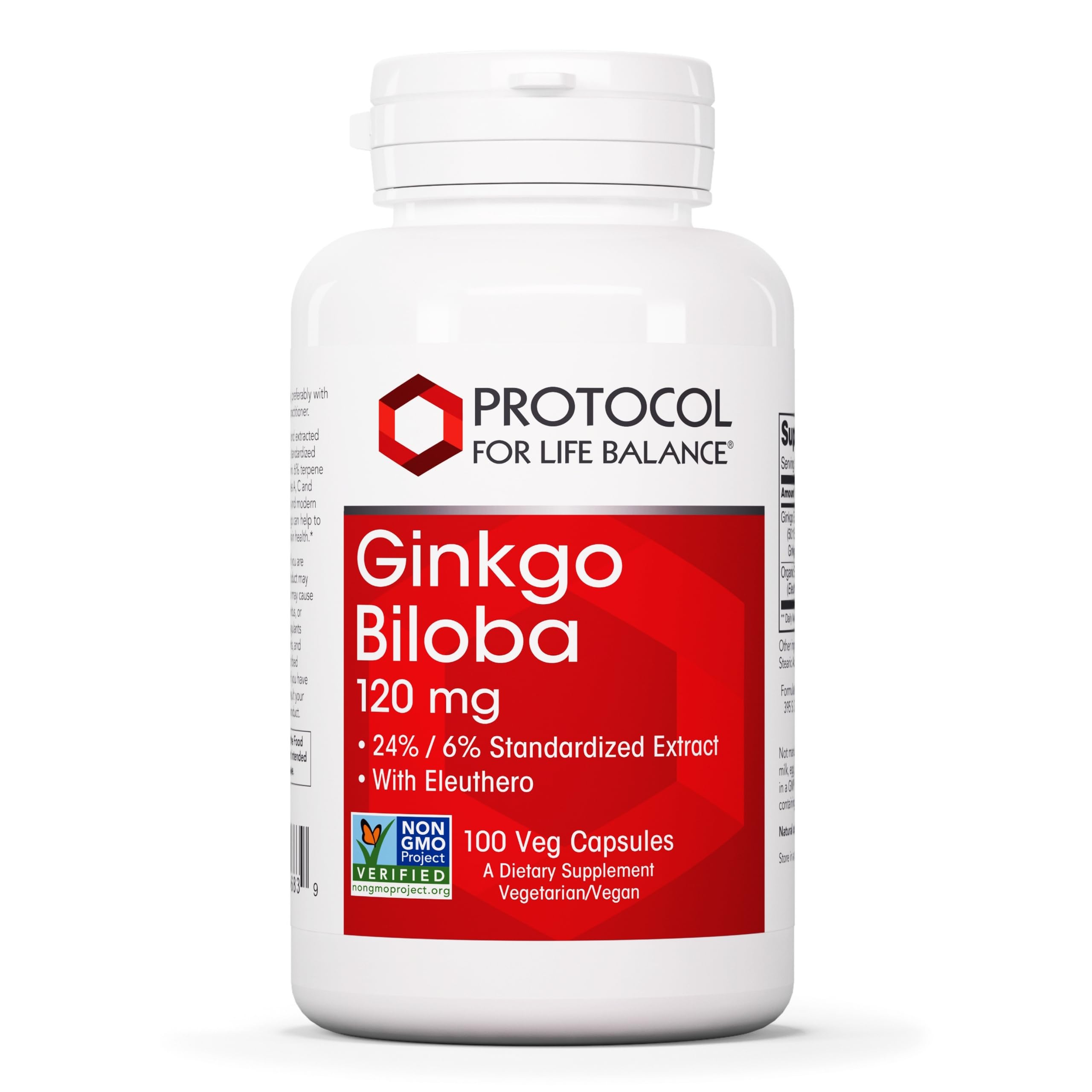 PROTOCOL FOR LIFE BALANCE Ginkgo Biloba 120mg, Brain Health*, 100 Veg Caps